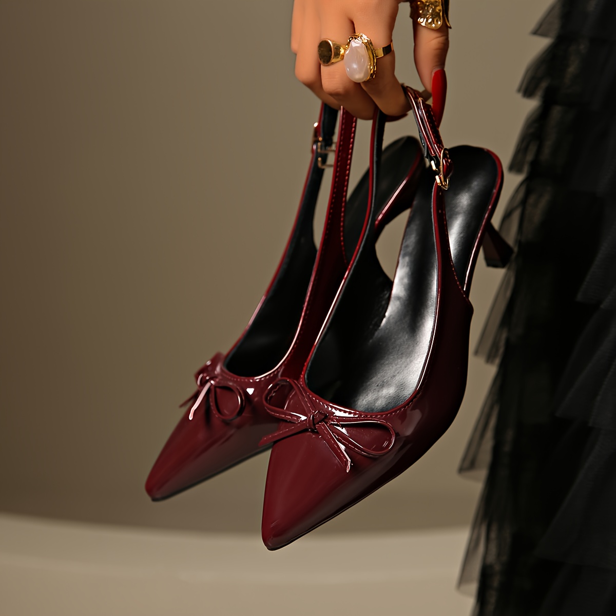 red heels with black dress Leila Dress in Black – Isalis main image 1