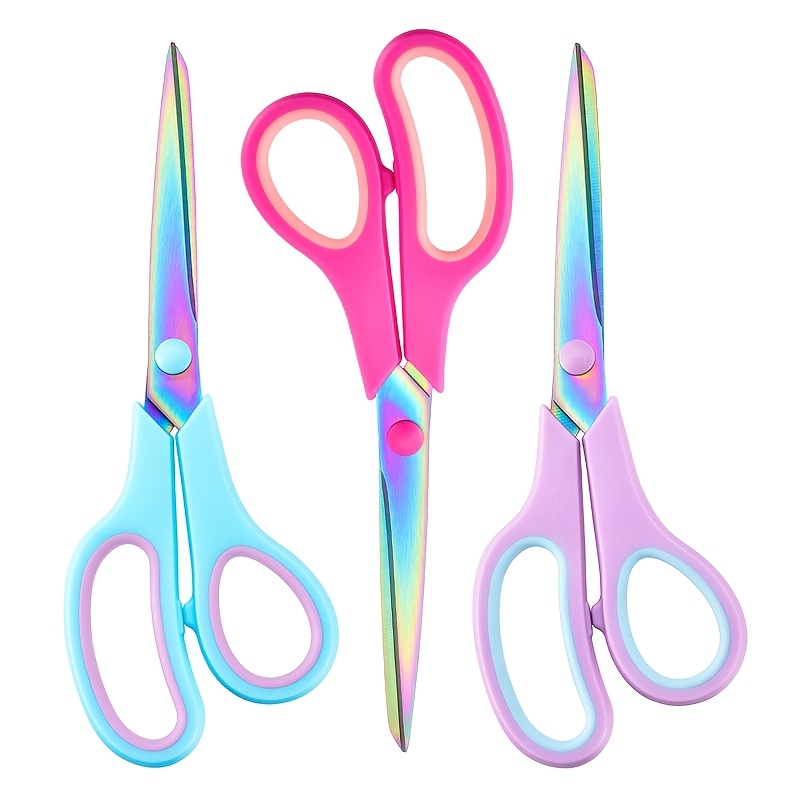 E-shop 3 Stück, Titanbeschichtete Bastelscheren - Ultra-scharf, ergonomischer Griff - Edelstahl für Nähen, Kunst, Büro, Schule & Zuhause