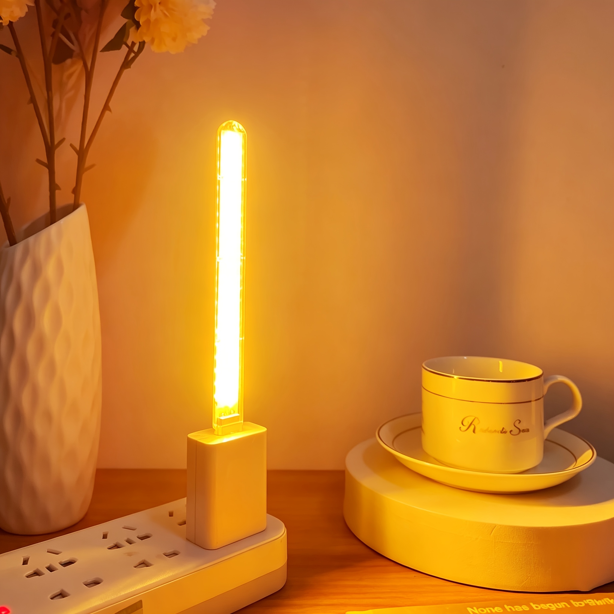 TEMU 1pc Usb Night Light With 24 Built-in Led Beads Warm Yellow Light For Night Lighting And Reading Compatible With Laptops Power Banks Usb Adapters