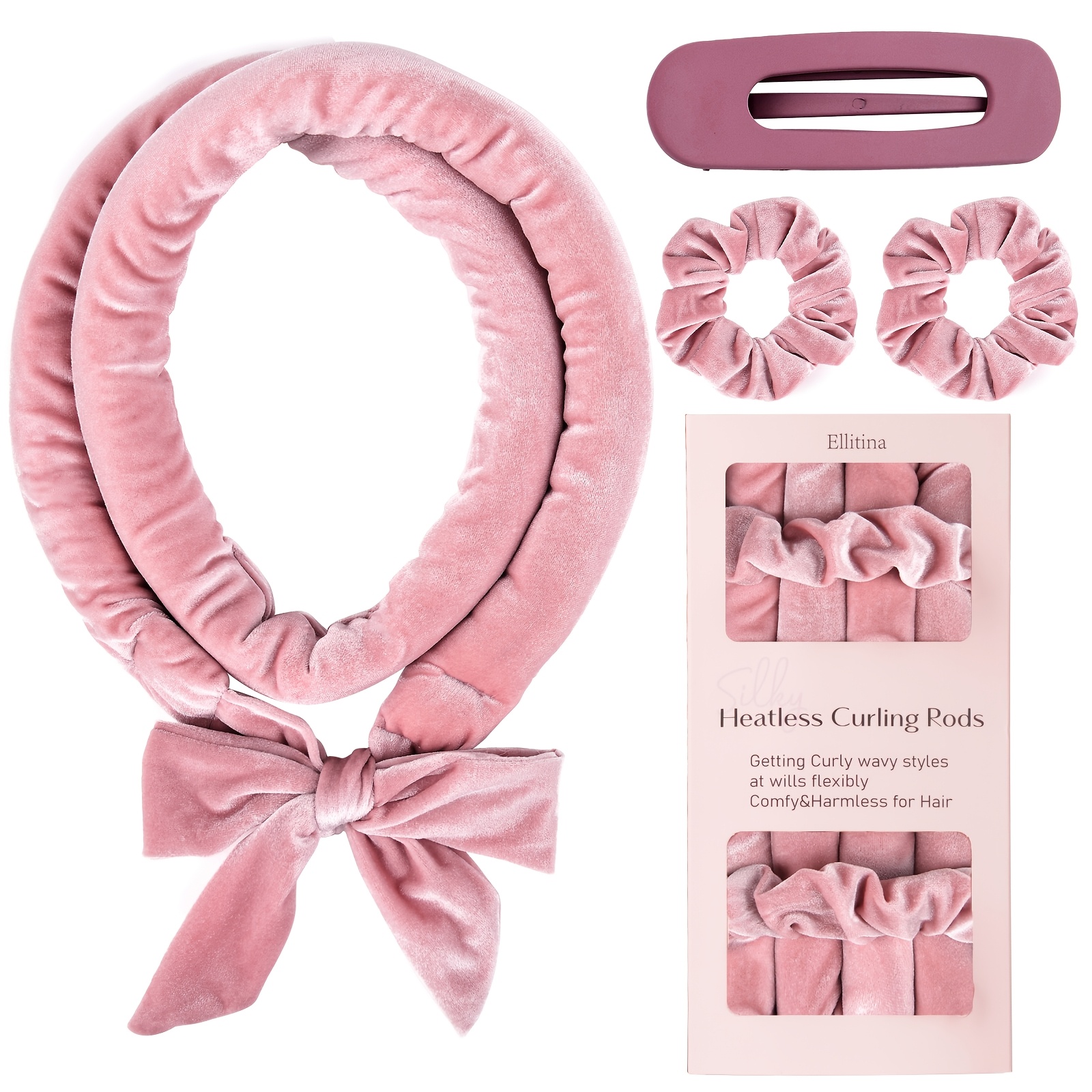 Ellitina 4pcs Heat-Free Curling Rod Headband