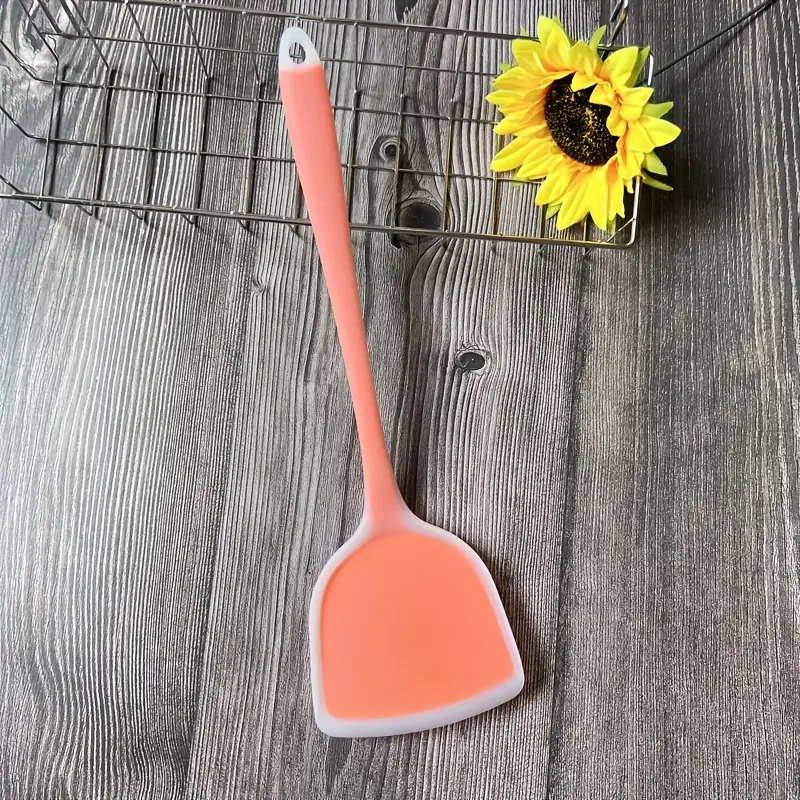 1pc heat resistant semi transparent silicone spatula with extended and handle suitable for non stick pans dishwasher safe kitchen cooking tool for stir frying eggs and fish Product details 7