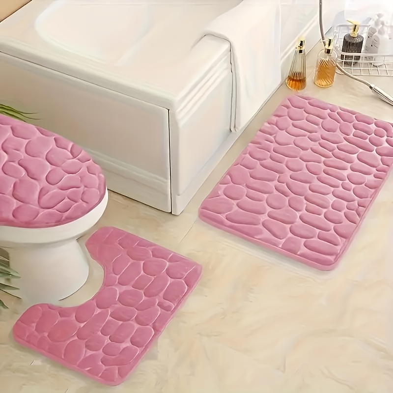 Temu – TEMU 3-piece Bath Mats, Absorbent Washable Bath Mats, Non-slip Bath Mats, Machine-washable Rugs, Soft And Comfortable, Bathroom Rugs, Kitchen Rugs,