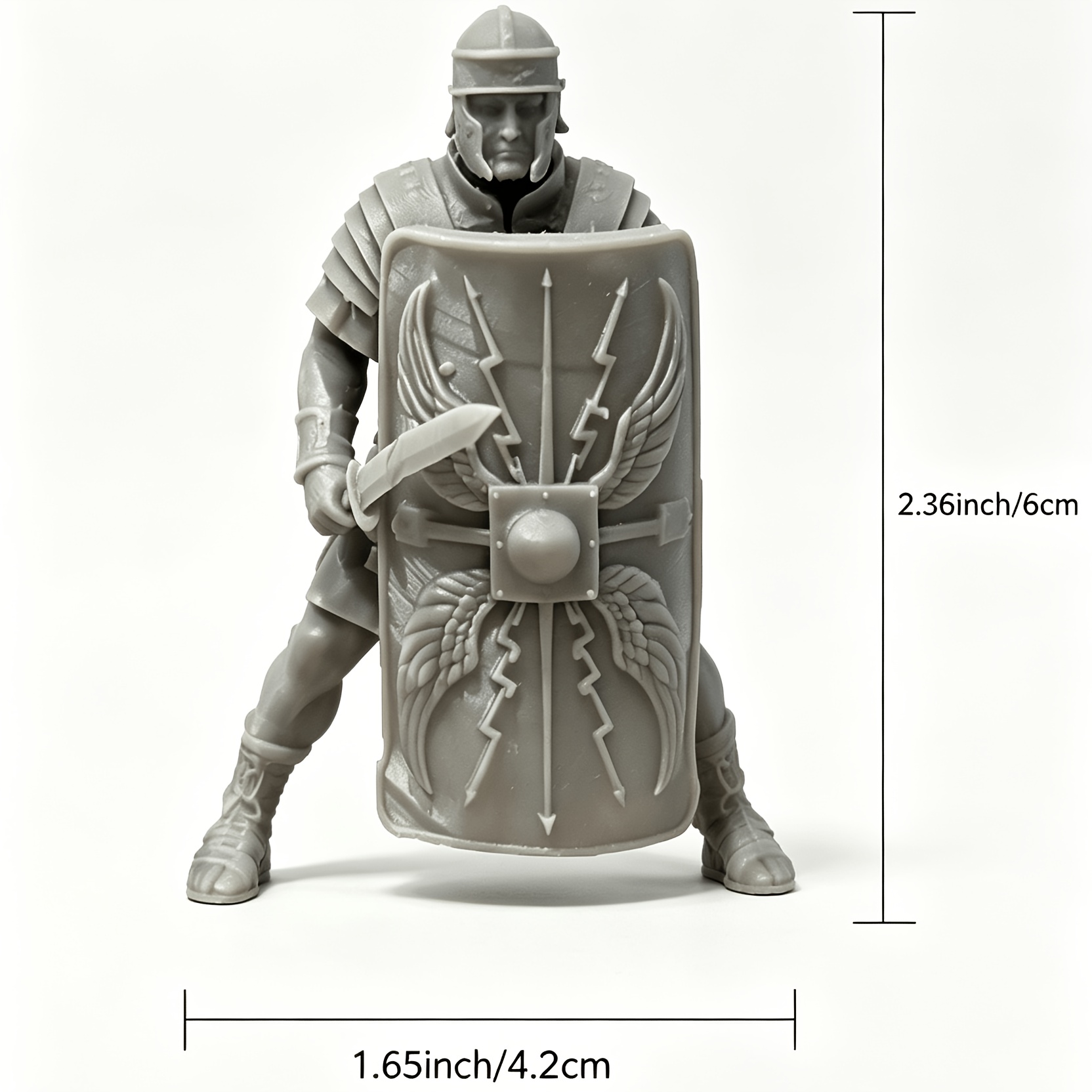 TEMU Miniatura de sin pintar de 1 pieza con grande y espada corta, estatuas coleccionables, 2.36inX1.65in/6cmX4.2cm, escultura de antiguo, decoración