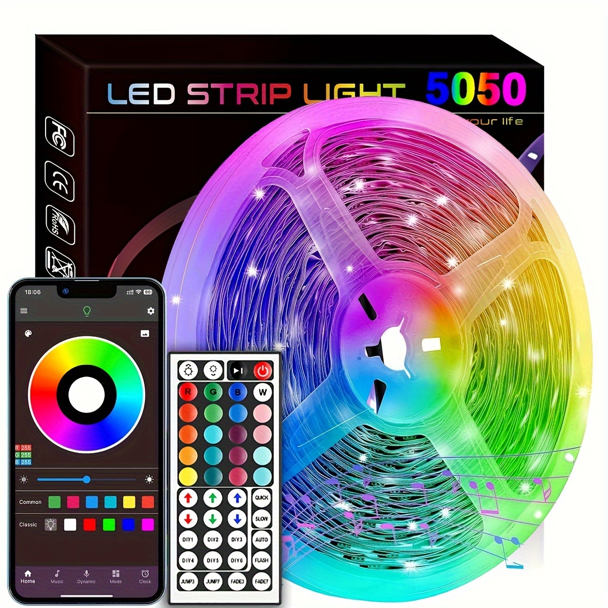 130ft LED Lights For Bedroom Color Changing LED Strip Lights With Remote And App Control RGB LED Strip Lights LED Lights For Room Home Party Decoration Christmas Thanksgiving Day Gift