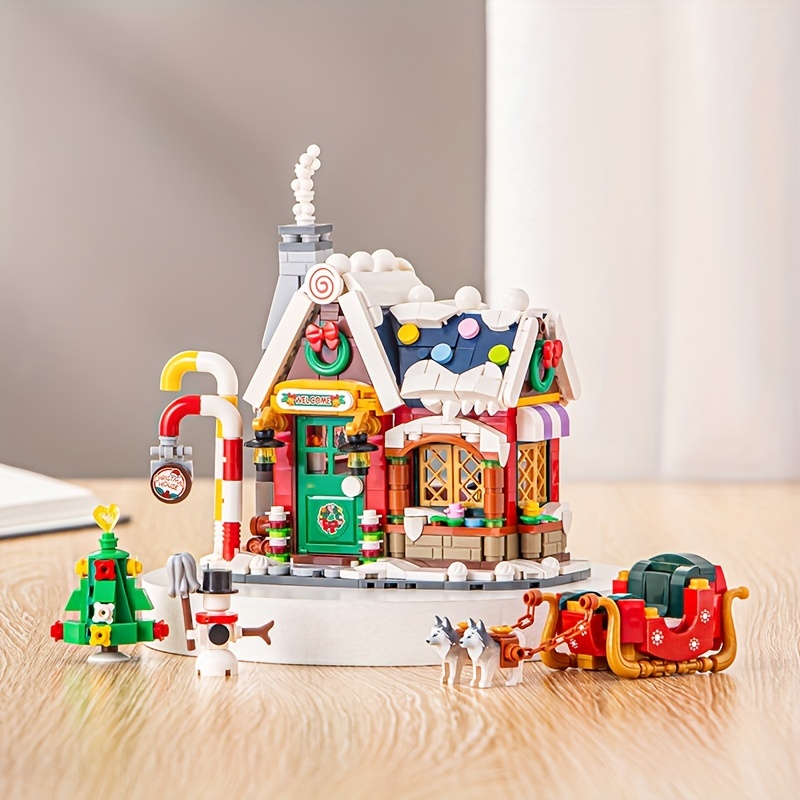 

Small Particle Toys, Architectural Scene Models, Assembling And Building Houses, Christmas Cabin , New Year And Christmas Gifts