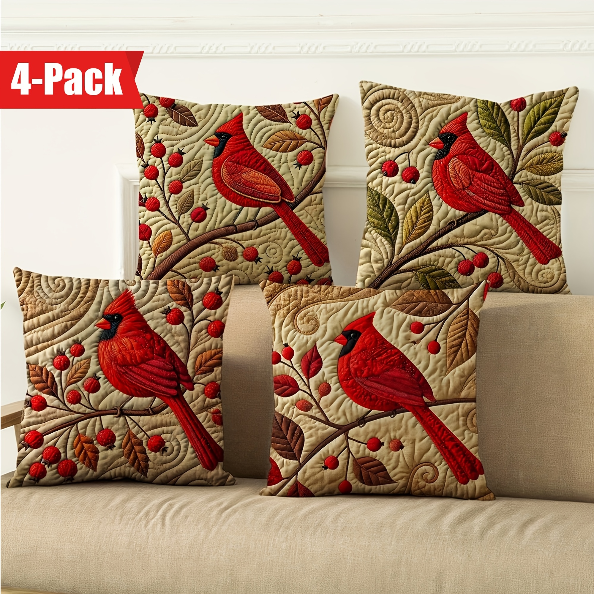 

4pcs Set Throw Pillow Covers - , Zip Closure, Machine Washable, Soft & Skin-friendly Polyester - Living Room, Bedroom, Garden, And Car Decor