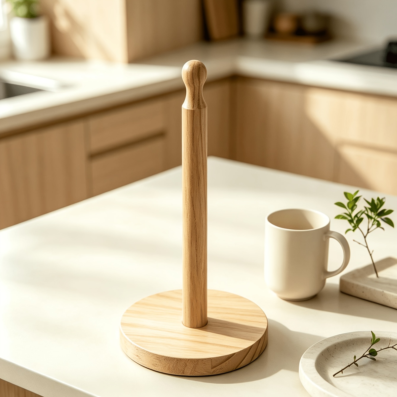TEMU Porte-essuie-tout en bois 1 pièce pour comptoir, déchirage à une main, support pour rouleau d'essuie-tout, accessoires de décoration pour