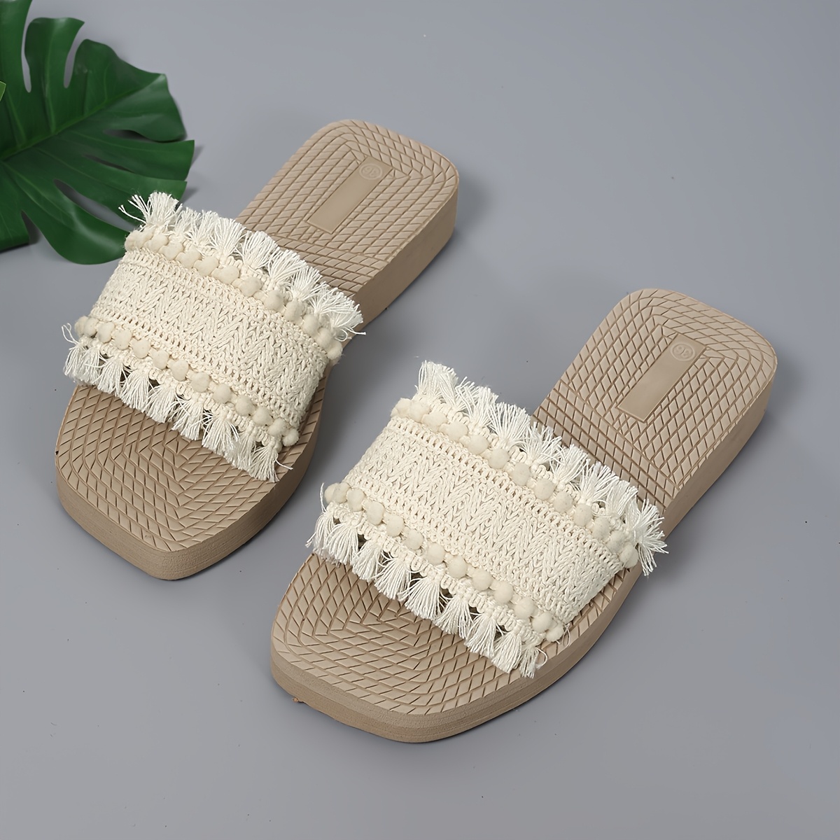 Image of 2026 Style Original Spring Summer Trendy Casual Outdoor Versatile Style 1pc With Tassel, Cross-strap Women's Beach Thick Sole Slides, Women Shoes