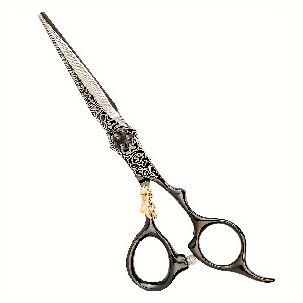 

1pc Black Damascus Barber Scissors, Professional Hair Cutting Sicssors Thinning Shears, Hairdressing Tools