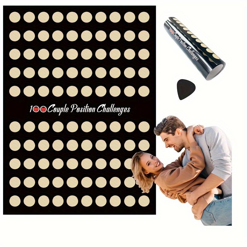 

Valentine's Day Gift Scratch-off Poster 100 Positions Challenge Date Scratch-off Poster Couple Gift