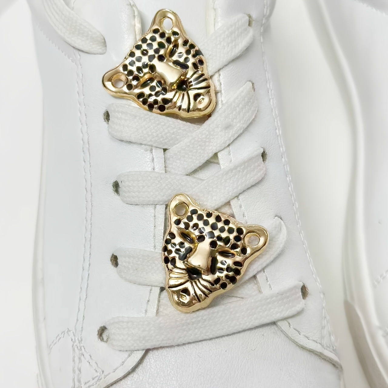 TEMU Fibbia per scarpe con motivo a testa di leopardo, 2 pezzi, fibbia a staccabile per scarpe, decorazione per tomaia, accessorio per punta della