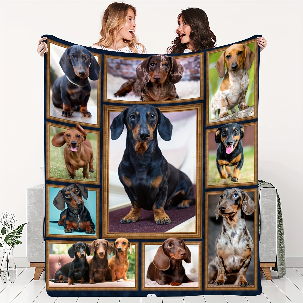 

1pc Cute Dog Stitching Pattern Blanket Gift For Dog Fans Soft Blanket Flannel Blanket Warm And Comfortable Throw Blanket, Skin-friendly Sofa Bed Blanket