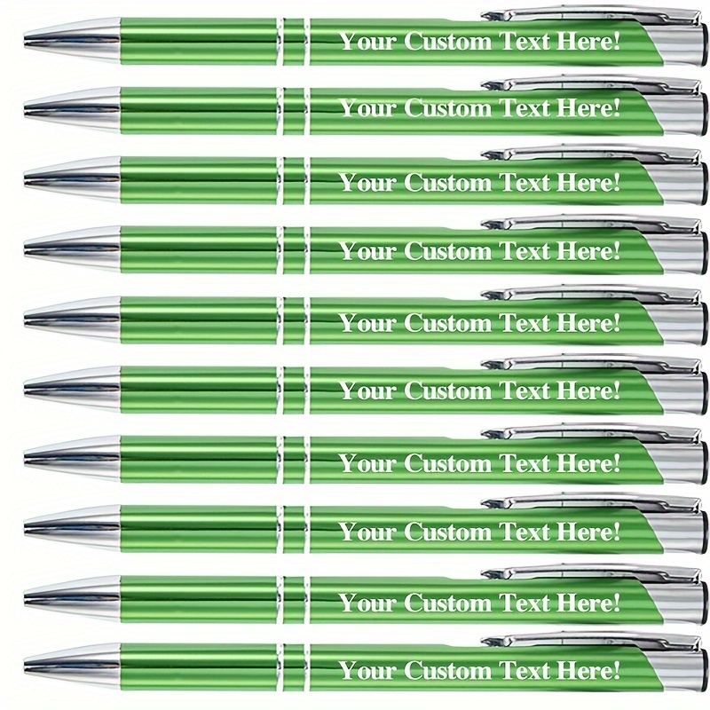 

10pcs Customizable Ballpoint Pens Metal , Replaceable Ink, And Engraving - For And Use