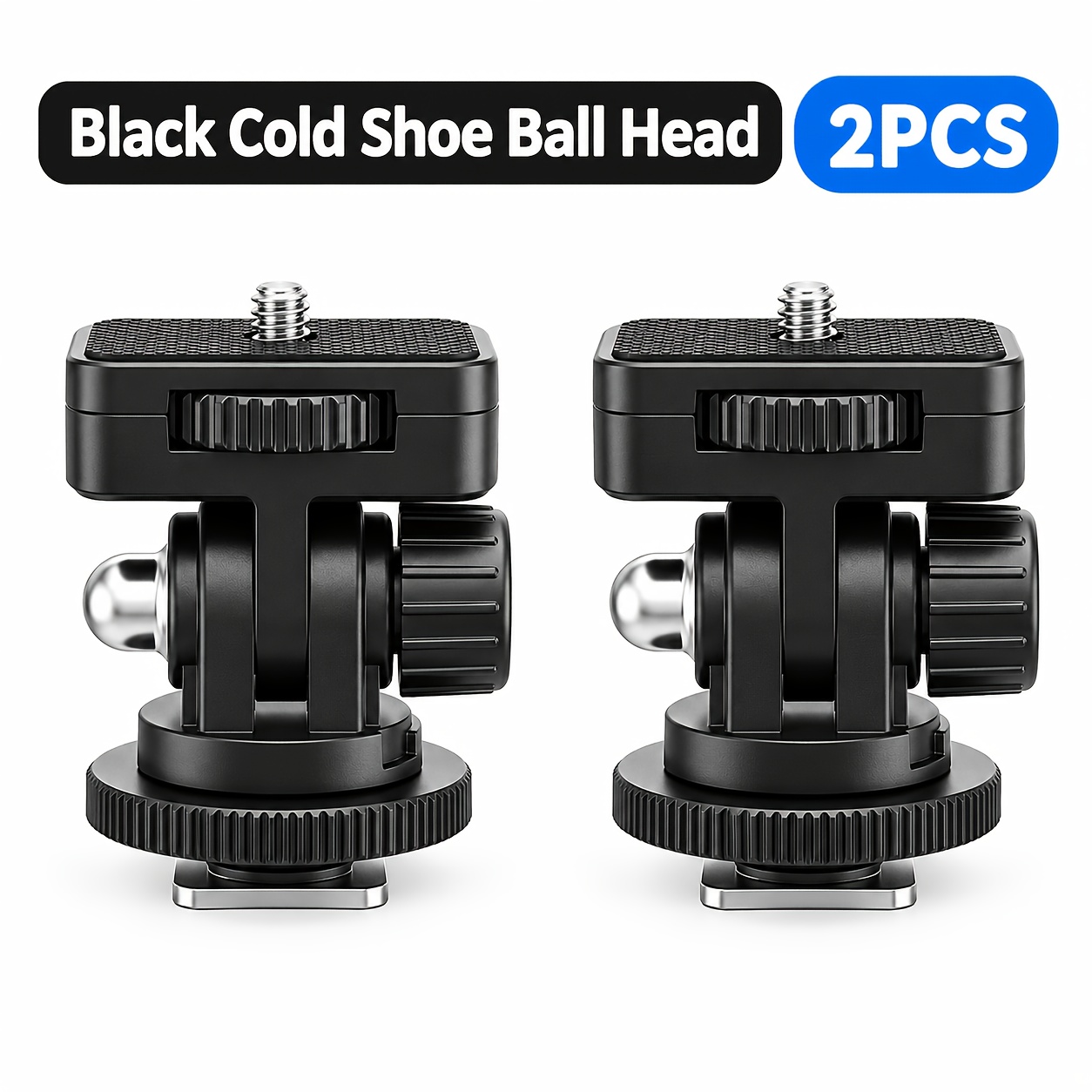 TEMU Lot de 2 adaptateurs universels de pied froid 1/4 pouce vers support trépied - Réglage multi-angle, pour installation de caméra, avec bouton de