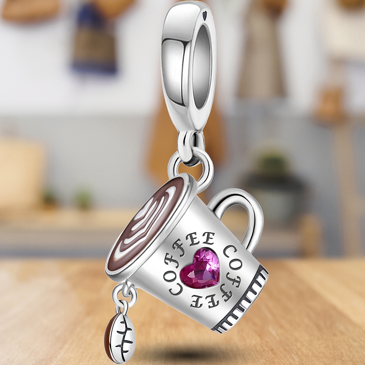 1pc Chic 925 Silver-plated Coffee Cup Charm Bead, Perfect For Diy Bracelets Bangle & Necklaces - Ideal For Women's Parties, Anniversaries & , Coffee Bar Accessories