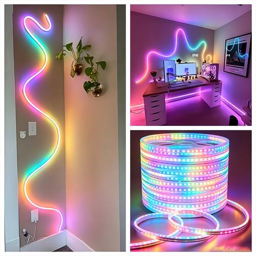 IP67 Waterproof LED Light Strip, Neon Light Strip, Supports Via Remote Controller And APP, Features Synchronized Lighting with Music Rhythm And Timing Function, Intelligent RGB Light Strip, Suitable for Weddings, Birthdays Parties