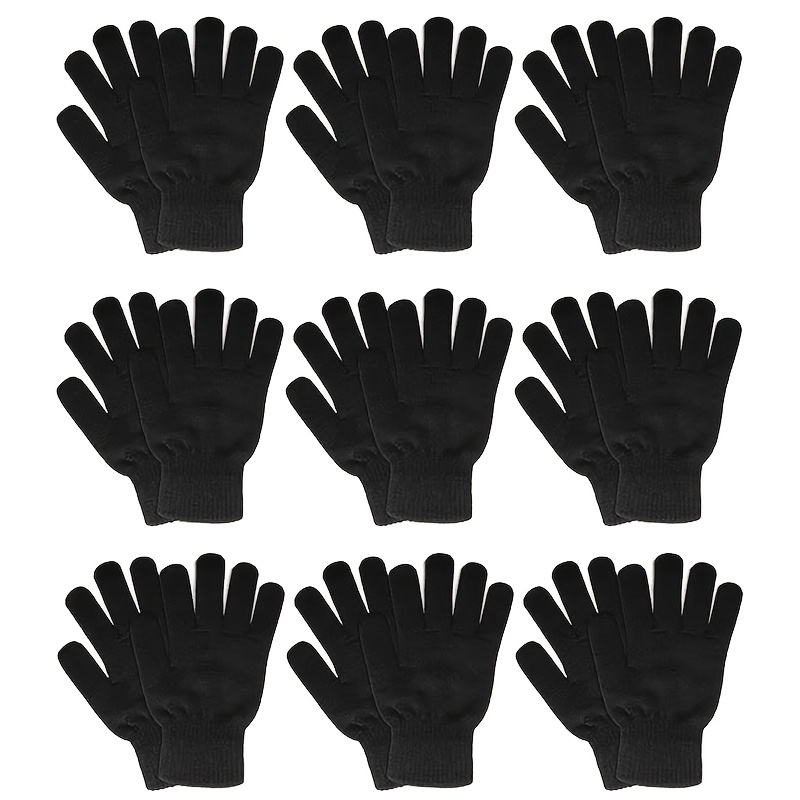 TEMU 9 Pairs Unisex Winter Warm Gloves, , Solid Color Stretch Sports Gloves, Fashionable Gloves For Skiing And Outdoor Activities, Suitable For