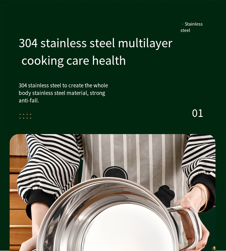 stainless steel multi layer steamer set 2 3 layers large capacity thick bottom suitable for induction cooker and gas stove food grade multi functional details 2