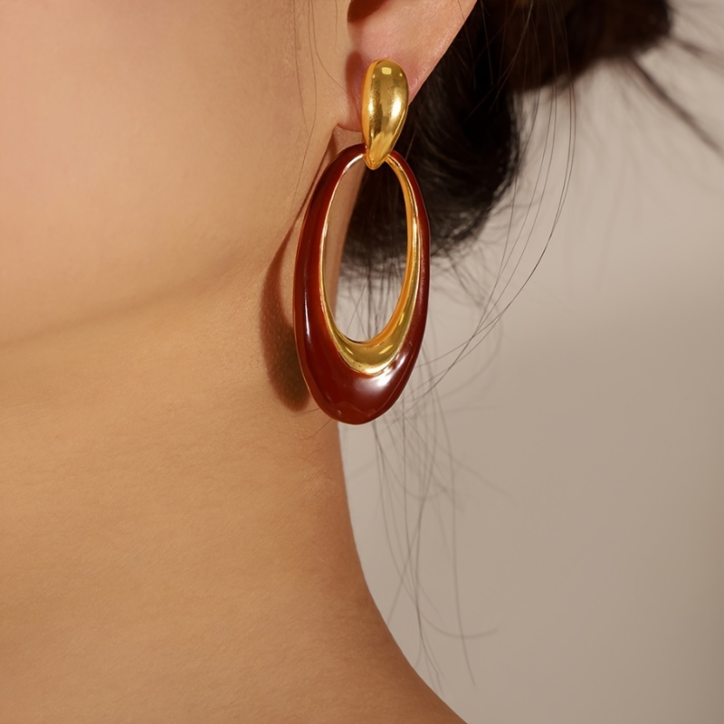 

Boucles d'Oreilles Pendantes Élégantes - en de - Tiges en Inoxydable, Résine & , Parfaites les Fêtes & Banquets