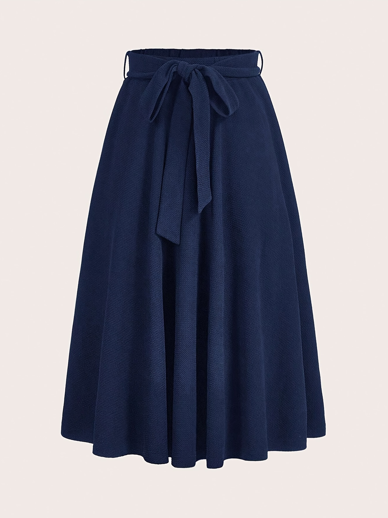 Women's Navy Blue Pleated Midi Skirt Elegant Solid Color, Machine  Washable Versatile Office Casual Wear Nontranspa