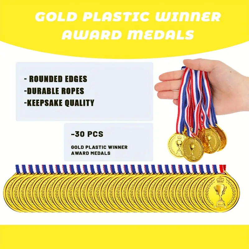 Pack Of 100 Oisinlas Plastic Gold Edals For Kids Sports, Copetitions