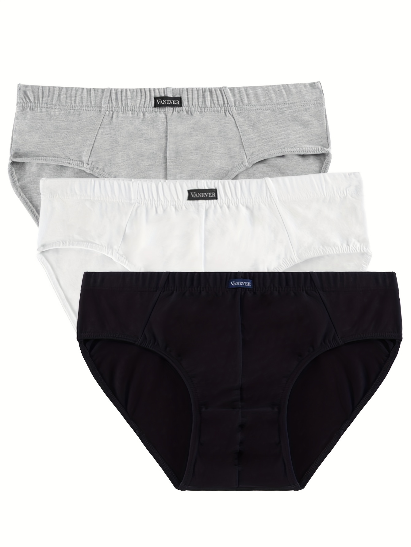 VANEVER Men's Briefs, Cotton Mens Underwear Briefs, Mens Briefs w/Curved  Pouch, Underwear for Men, Classic Slip Briefs for Men, Mens Underpants,3  Pack, Grey Pack, S : : Fashion