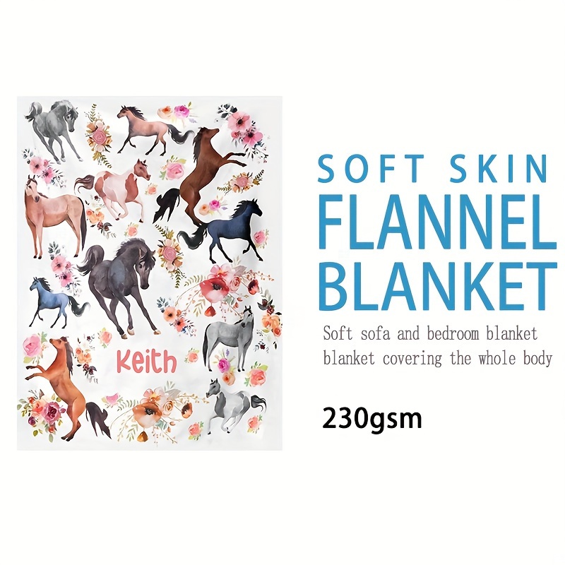 TEMU 1pc Blanket Name Blanket Watercolor Personalized Blanket Flannel Sofa Blanket Tv Blanket