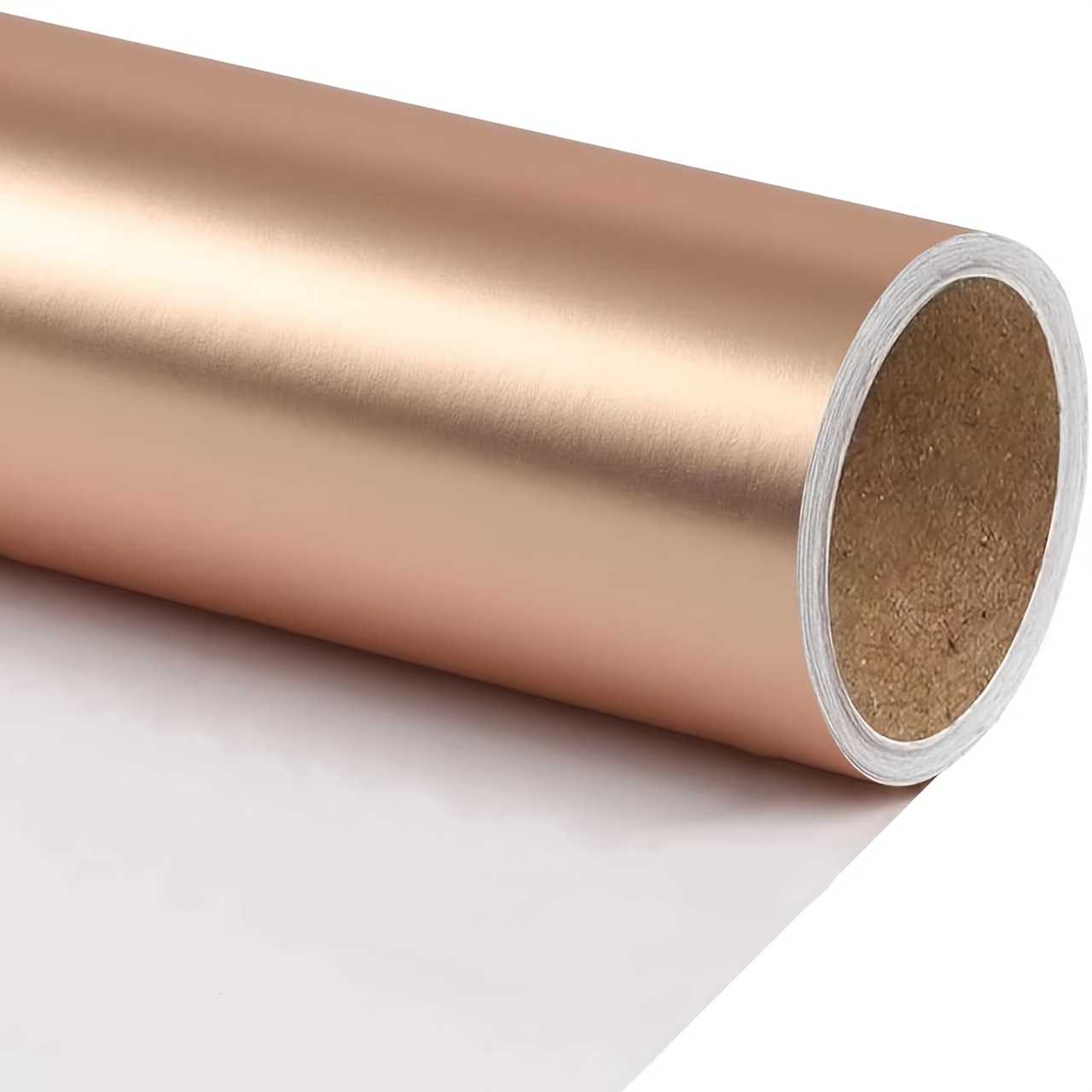 Image of 1 Roll Metallic Rose Golden Wrapping Paper - Solid Color, Textured End For Weddings, Valentine's, Birthdays, Christmas And Bouquets - 17 Inches X 144 Inches