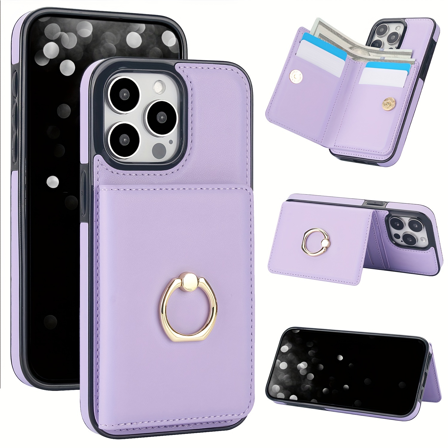 AWQUER Faux Leather Wallet Case Designed for iPhone Models 16E, 16, 15, 14, 13, 12 Mini, 11 Pro, X, XS Max, XR, 8, 7 Plus, SE, 5G from 2023 And 2020, Featuring a Finger Ring Holder, Card Slot, And Magnetic Stand.