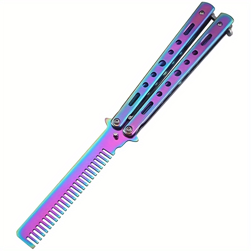 

Colorful Butterfly Folding Hair Comb - Stainless Steel, Professional Salon-quality Styling Tool For All Hair Types