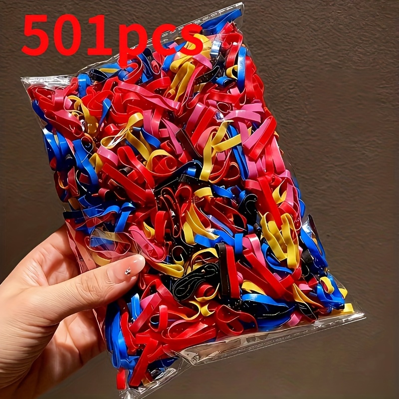 TEMU A Pack 501pcs "christmas And All Festivals Hair Ties For Ponytail, Colorful/black Disposable Hair Bands, Large Quantity, Durable And