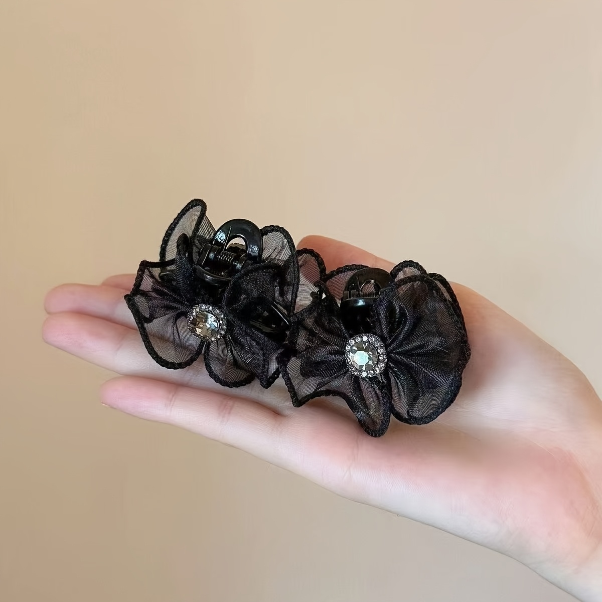 TEMU Lot de 2 pinces à cheveux petites et exquises en avec nœud, et strass, pince latérale polyvalente haut de gamme, pince pour frange frontale,