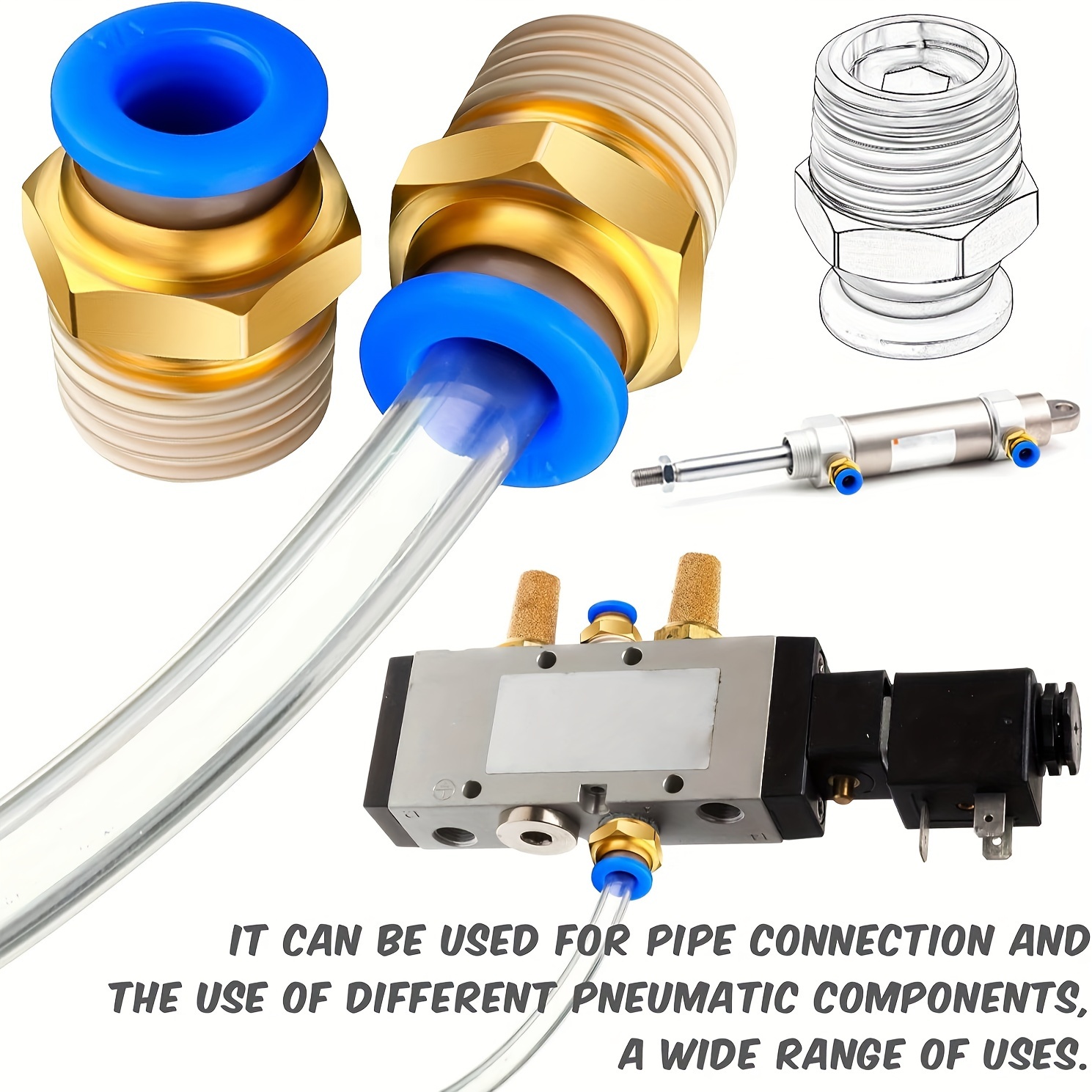 Qjaiune 10Pcs Male Straight Push To Connect Fittings 8mm Tube OD X 1/4 Inch NPT Thread, Air Push Connect Tool Pneumatic Hose Fittings