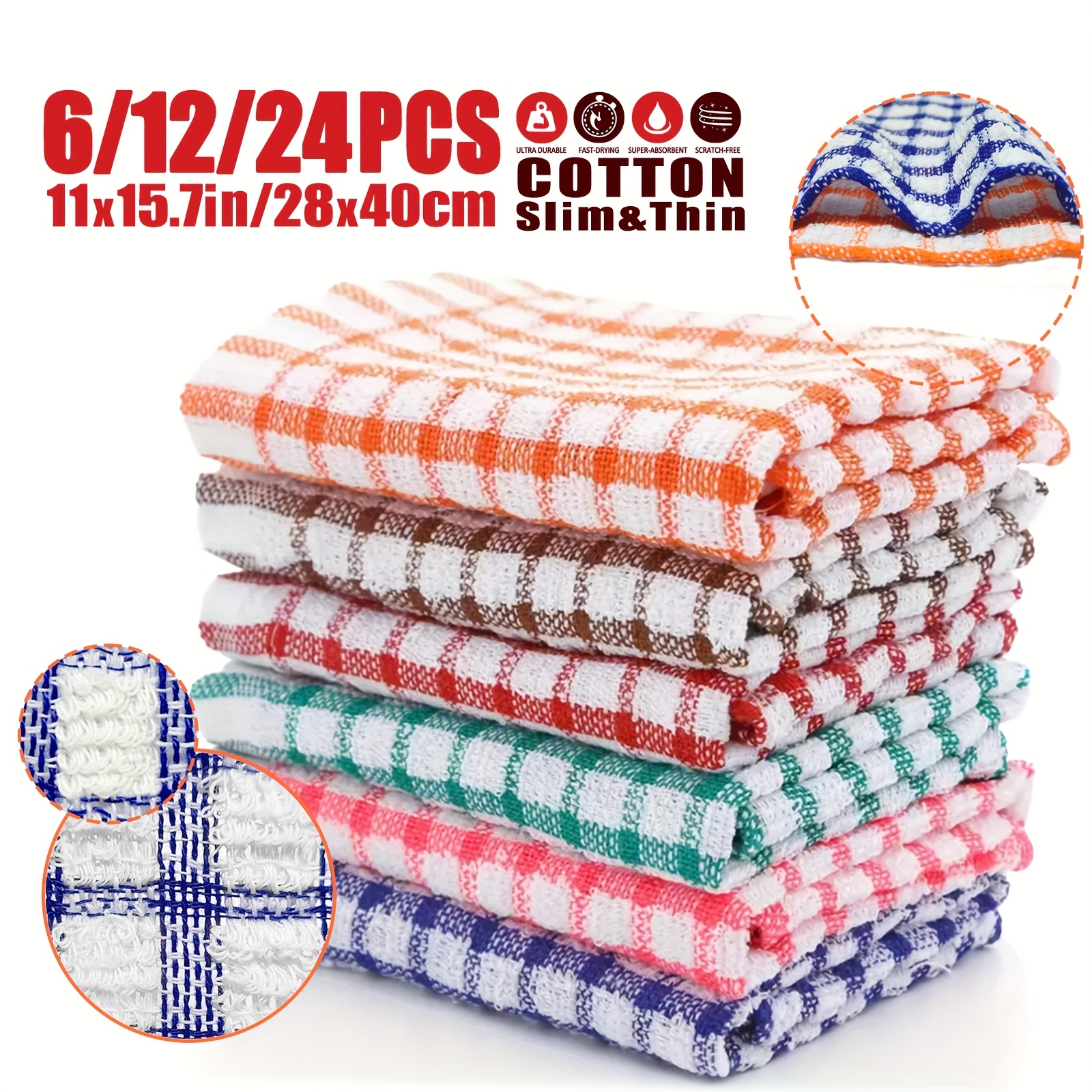 

6/12/24pcs Dish Cloths, Cleaning Towels, & , - Tea Towels, , Assorted For Christmas