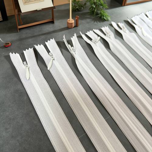 multi size invisible zipper 10pcs set 25cm 30cm 35cm 40cm specifications closed end hidden chain design white nylon material smooth and durable easy and exquisite suitable for clothing wallets bags pillows
