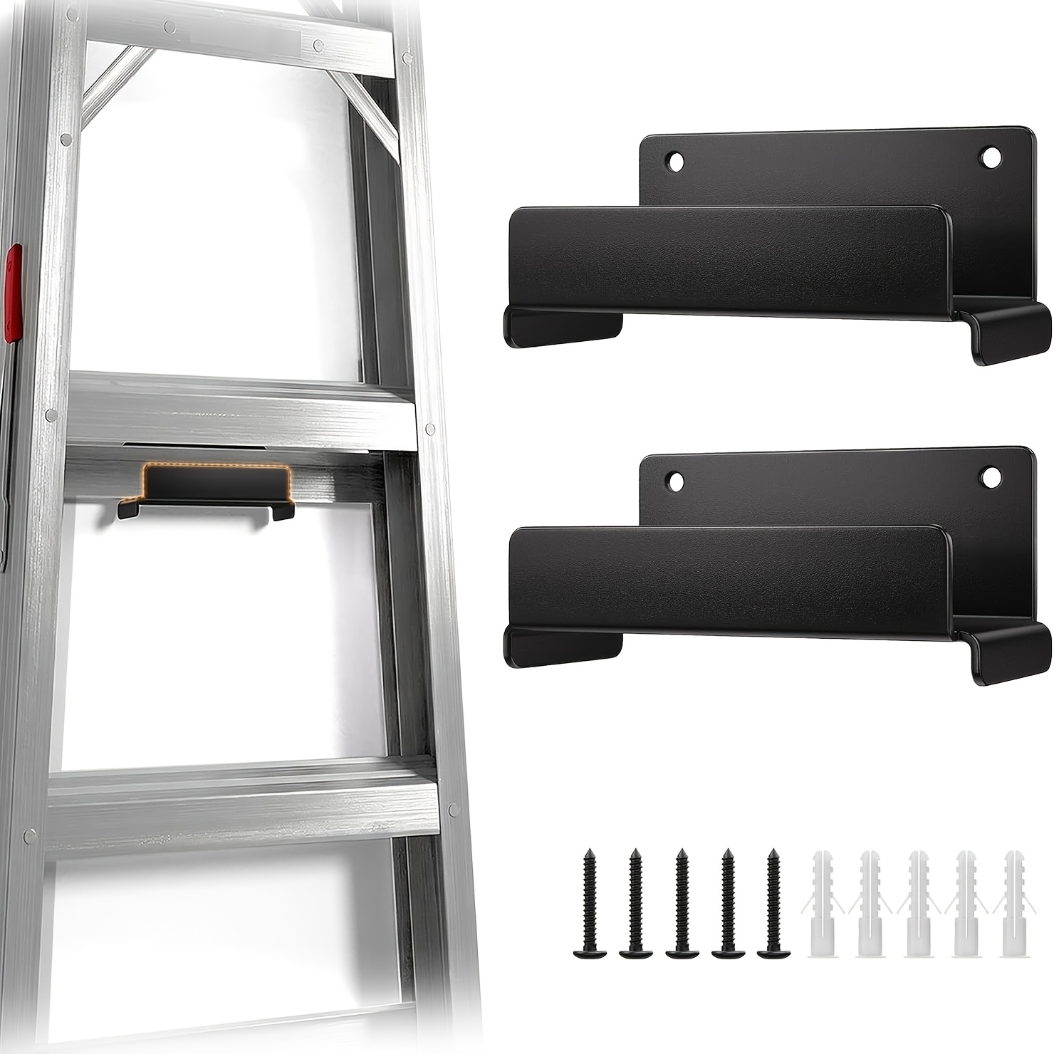 Temu – TEMU Garage Wall Ladder Hook, Heavy-duty Wall-mounted Storage Rack, Suitable For Ladders, Chairs, And Patio Furniture, Fits Step Ladders And , Garage