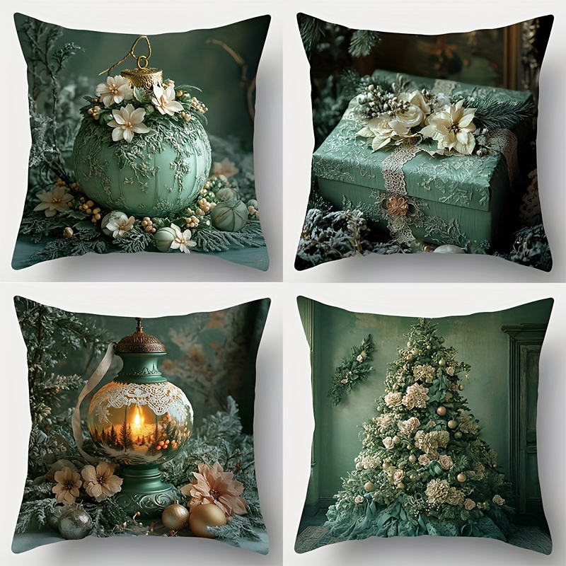 

4pcs, New Christmas Creative Pillowcase, 17.72 * 17.72in, Suitable For Living Room Sofas, Beds, Bedrooms, Home Decor, No Pillow