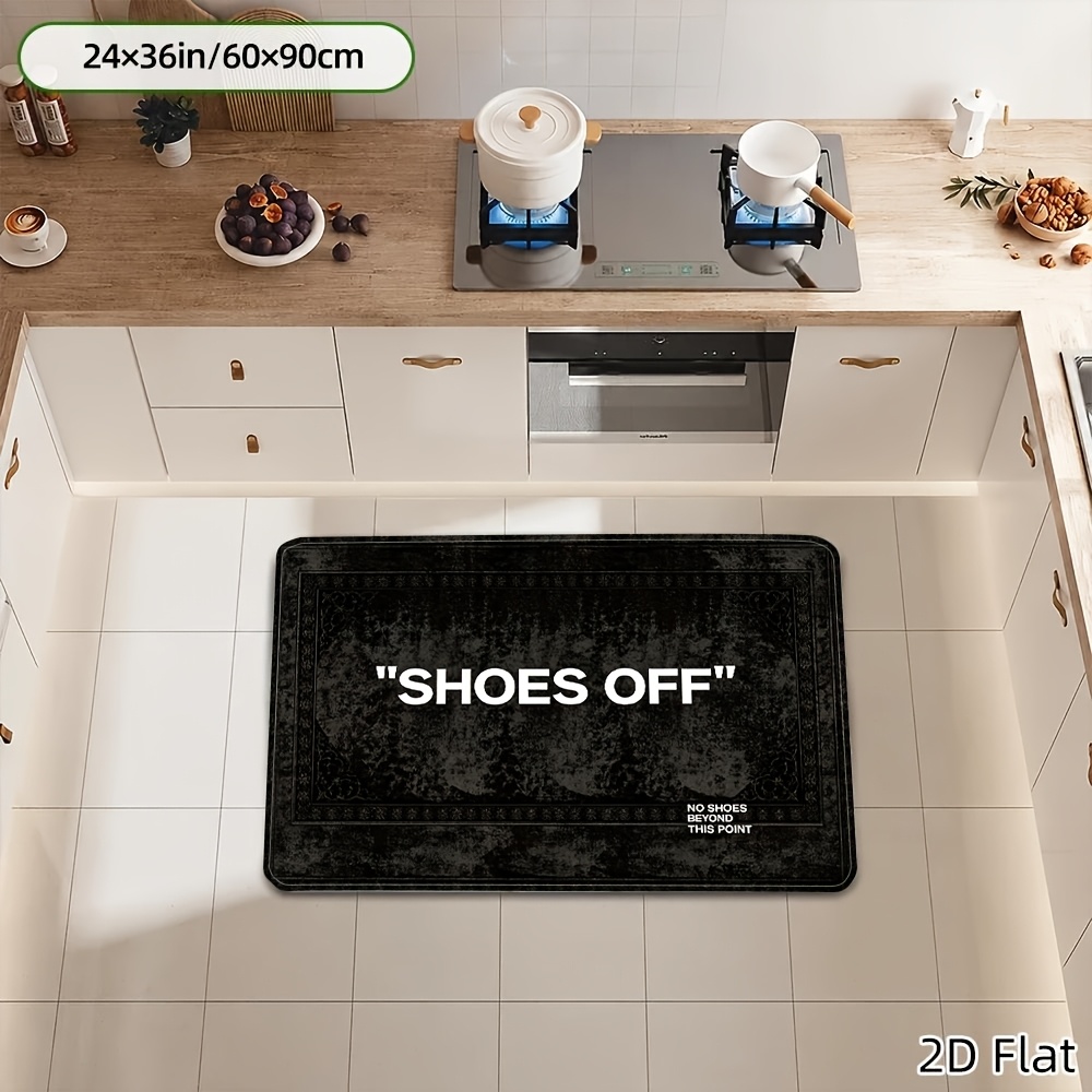 TEMU 1pc Soft Absorbent Flannel Door Mat Suitable For Indoor/outdoor Use, Non-slip Pvc Backing With "please Remove Shoes", Machine Washable Suitable