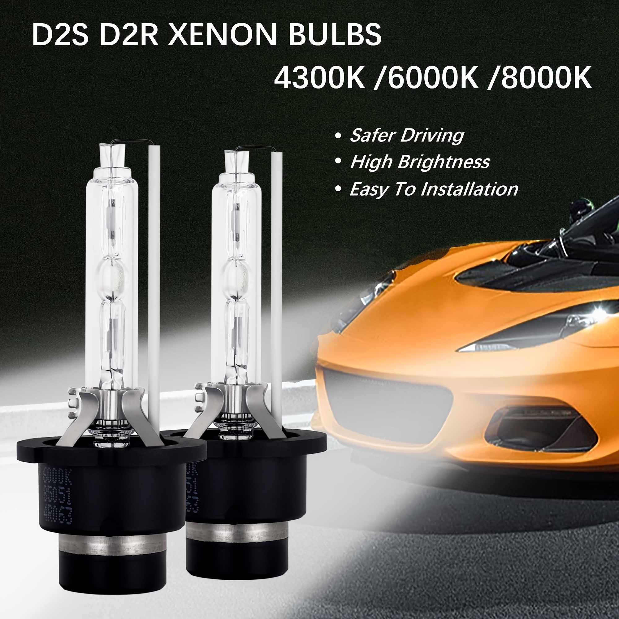 

High- D2s/d2r Xenon Headlight Bulbs, /6000k/8000k Color Temperatures, , 2pcs - Fits Most Cars