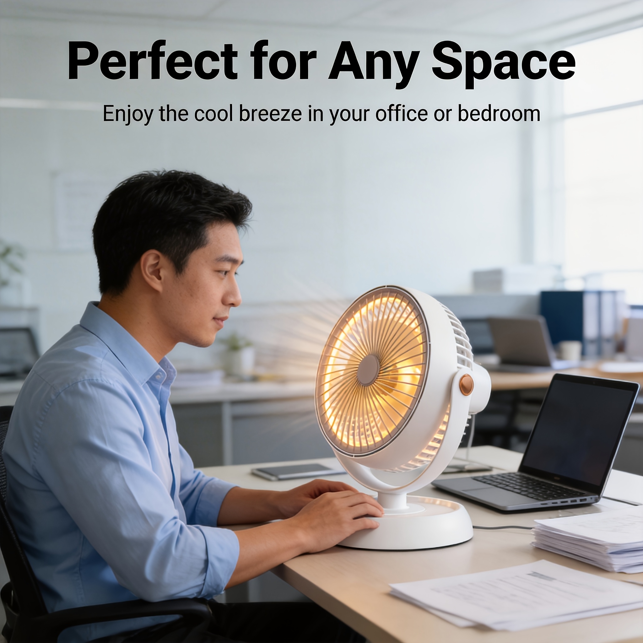 2026 Portable 2000mAh Battery Long-Lasting Quiet Desktop Oscillating Fan - Dimensions: 25cm X 10.5cm | 2000mAh Battery for Extended Runtime, Five-speed Wind Adjustment, Vortex Fan Blades, Powerful Strong Wind, 40dB Quiet Low Noise, Spiral Air Duct