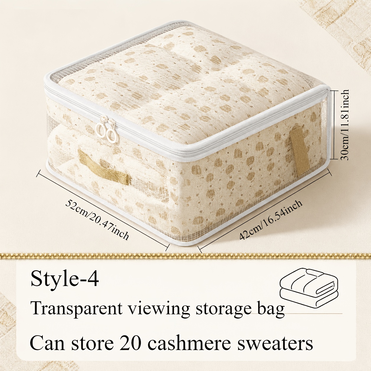 2pcs Large Foldable Travel Storage Bag, Clear Mesh Organizer Tote