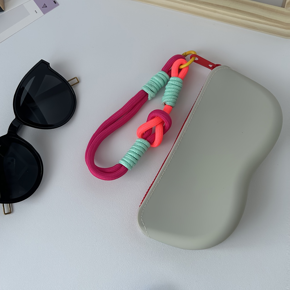 E-shop Silikon Brillenetui mit Schlüsselband und Reißverschluss, tragbarer Brillen-Organizer, weiche, leichte Tasche für Büro oder , fasst Brillen,