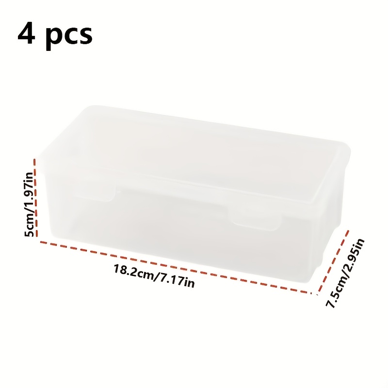 TEMU 4-pack Large Transparent Pp Material Storage Boxes With Lids, Unfinished Minimalist Surface, Lightweight And Durable, Suitable For Organizing 11