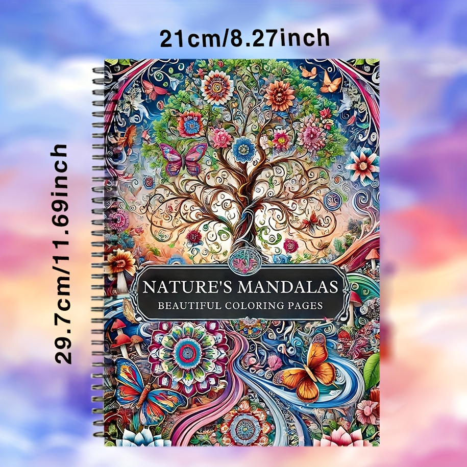 Image of Adult Mandala Mushroom Coloring Book, Double Spiral Bound A4 Paper, , Suitable For Festivals And Birthdays, Party Gifts, Christmas Gifts, Painting And Art