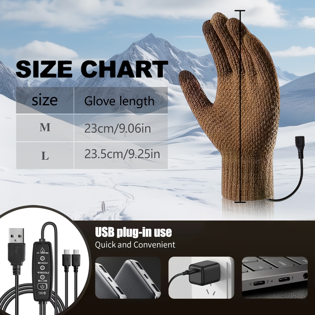Intelligent Temperature-controlled Electric Heating Gloves, with Three-level Intelligent Temperature Adjustment, Double-sided Heating. It Features a Touch Screen Design and Is a Great Gift for Winter.