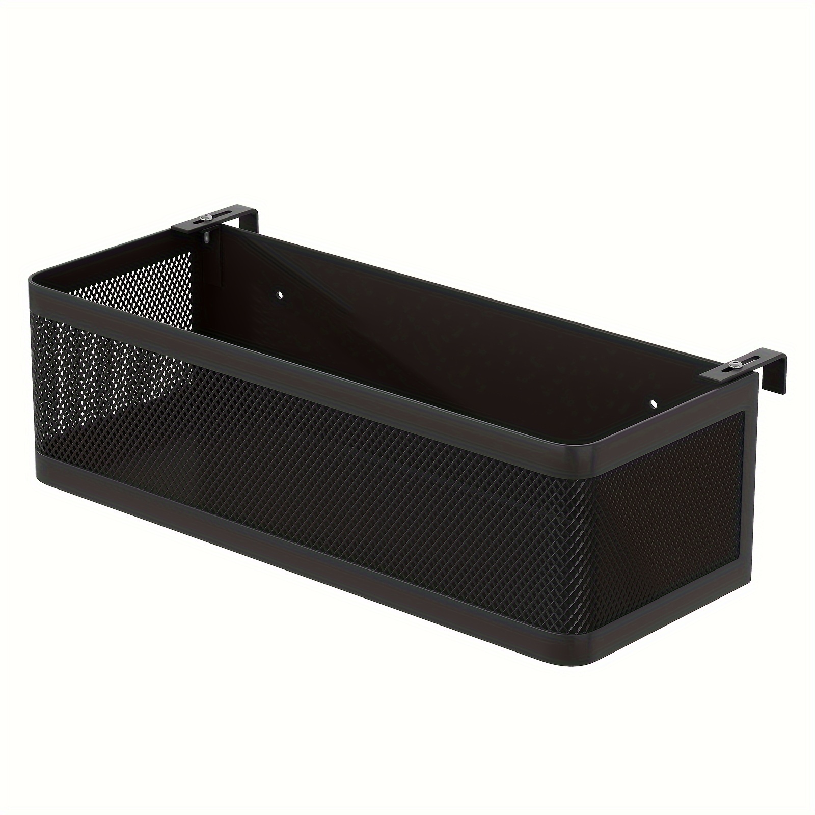 TEMU Adjustable Bedside Storage Rack With Hooks - Powder-coated Metal, Hanging Organizer For Dorms And Home, Utility Hooks