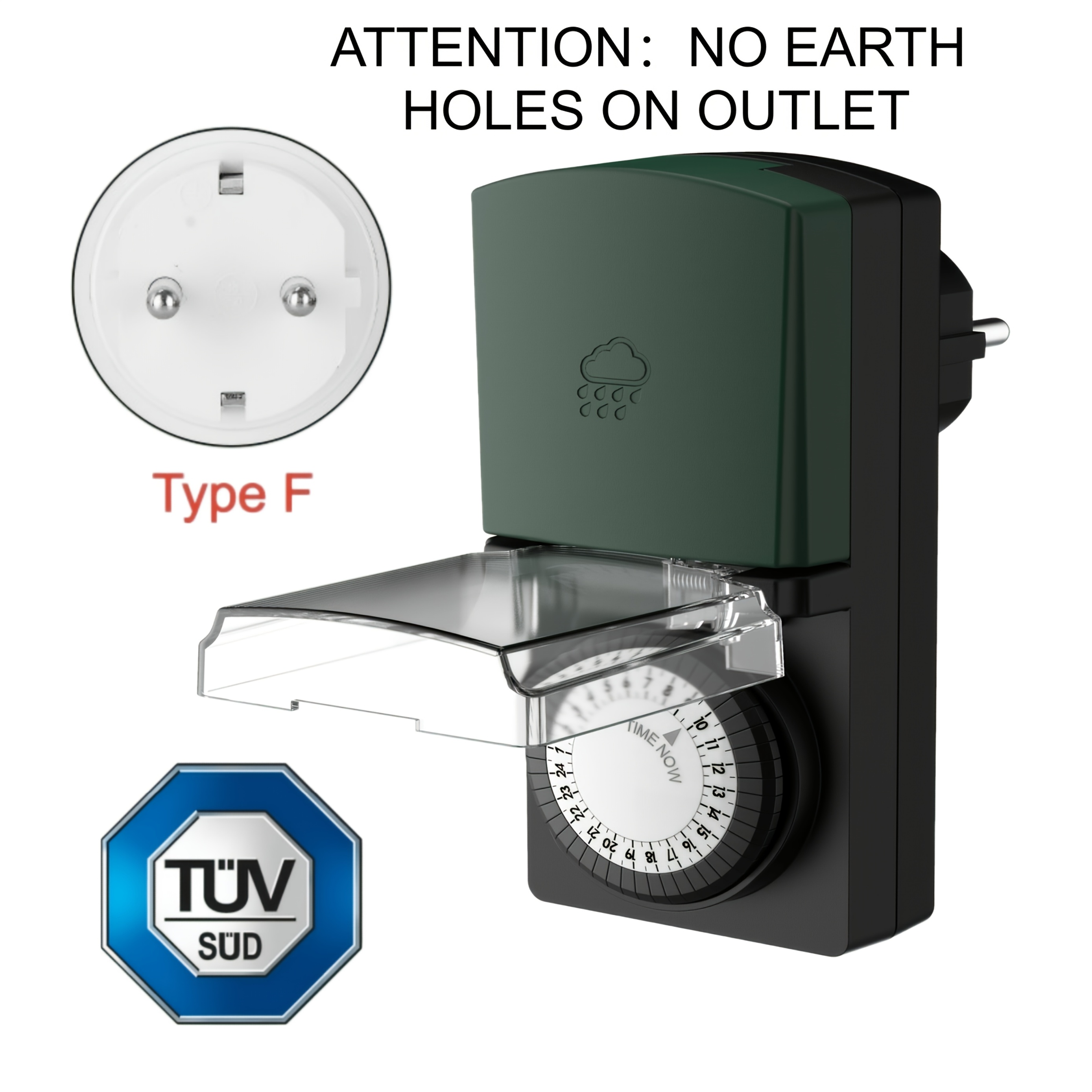 europese standaard mechanische timer ip44 niveau kleine mini timer 230v 16a   handmatige aanpassing timer minimaal instelbare tijd 30 minuten tot 48 aan/uit cycles per dag met sluitfunctie geschikt voor huis binnenplaats keuken kerstverlichting controle gar
