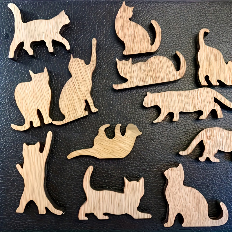 

12pcs/set Wooden Mixed Cat , 1.4-1.9in, Diy Miniature Crafts For , , Painting, Signing, Decorating, And Staining, /summer// Decor