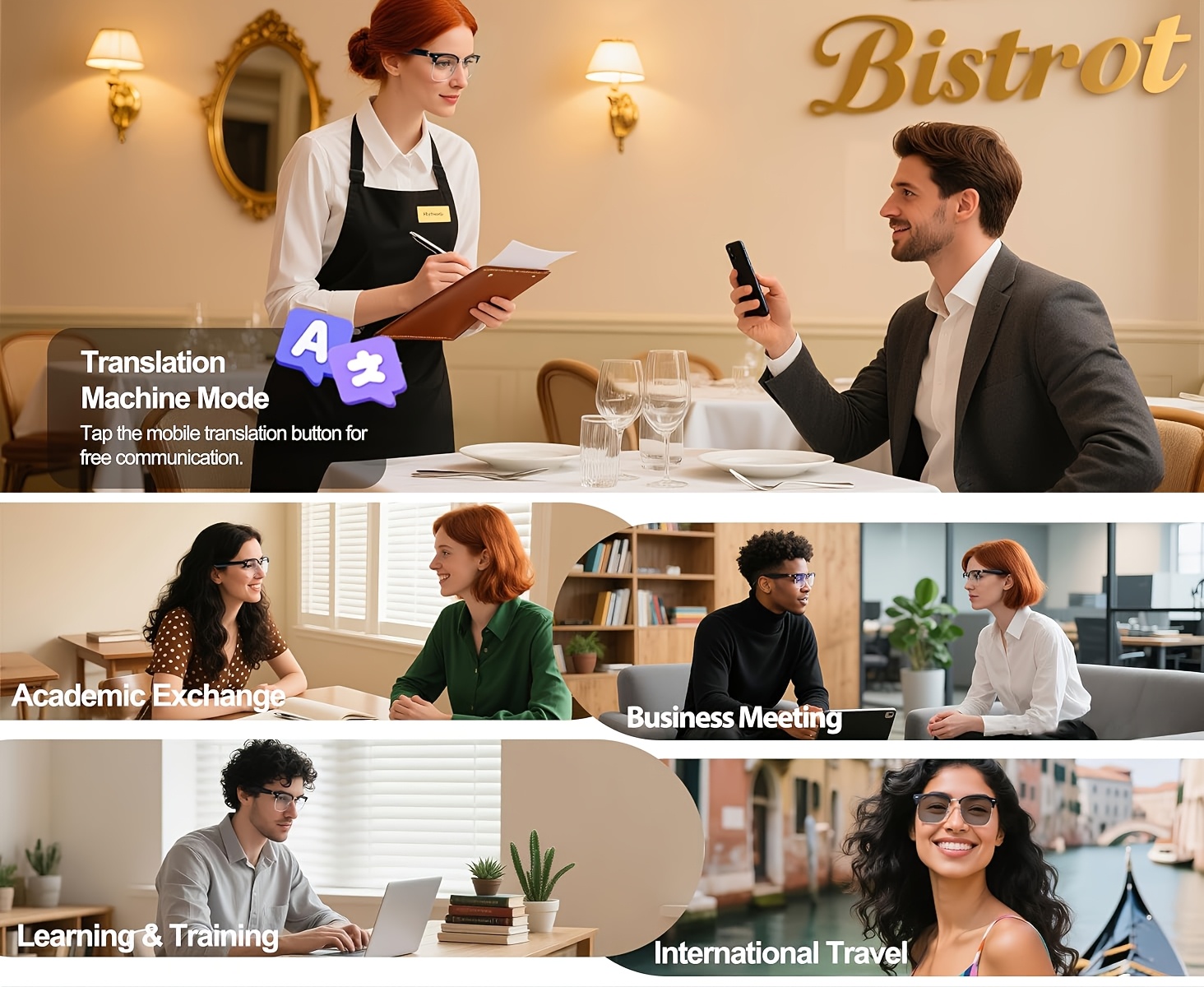 AI Smart Glasses, Smart Glasses with 100+ Languages Real Time Translation Support, Meeting Minutes, Video Translation, AI Chat, Chat GPT System, Photochromic Lenses, New Multi-functional Audio Glasses for Men And Women, Built-in Microphone