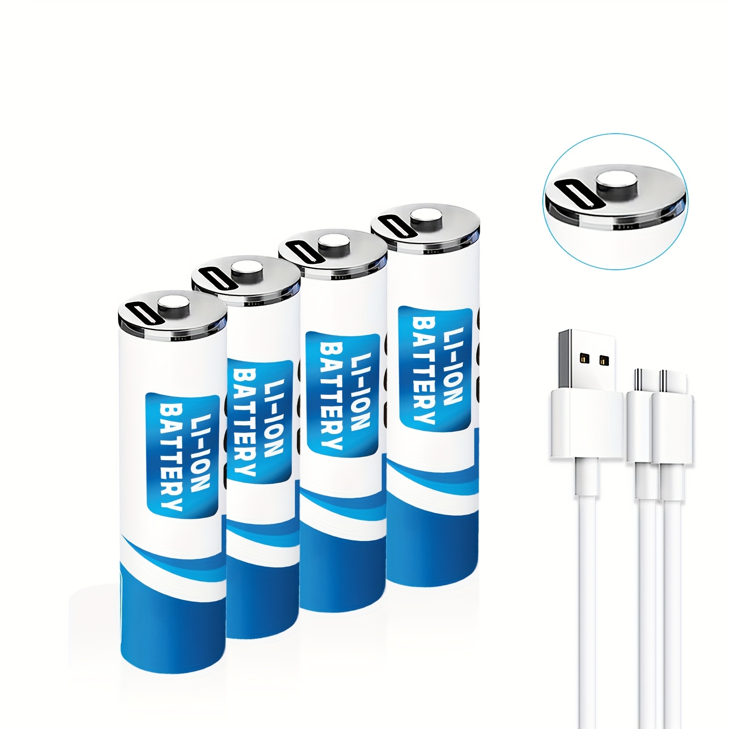 TEMU 4pcs Usb-c Rechargeable Batteries No Charger Needed, Top Charging Design Aa Lithium Batteries, Patent- Built-in Port (2h Charge/1200mah/1500